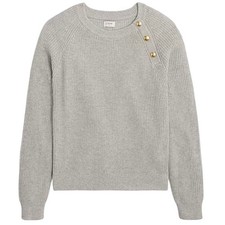 J Crew Womens Light Gray Button Shoulder Knit Sweater XXS Raglan Sleeve Casual