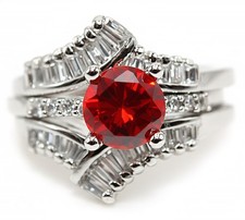 3CT Fire Garnet 925 Solid Sterling Silver Ring Jewelry Sz 6,7,8 MB2