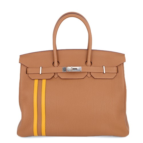 HERMES Birkin Officer Size 35 Togo Leather/Swift Leather Gold/Jaune Ambre