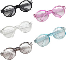5Pcs 17Cm Doll Glasses, 6.5Cm Mini Glasses with Clear Lens for 15Cm 17Cm Doll, A