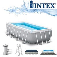 Intex Frame Pool Set Prism Quadra 488X244X107 Cm Swimming Pool Komplettset