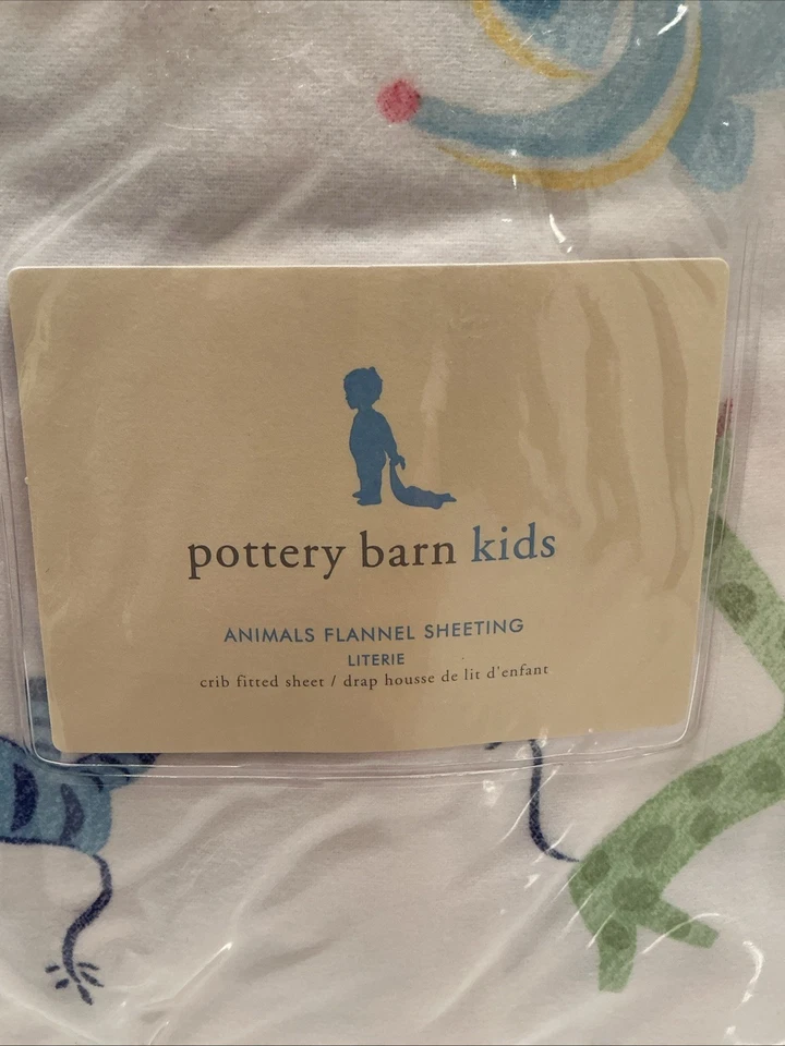 Pottery Barn Kids фланелевая простыня для кроватки 100% хлопок сафари животные винтажная новая - Изображение 2 из 4