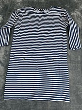 J. Crew Womens Blue & White Striped Long-Sleeve Dress With Pockets Size L