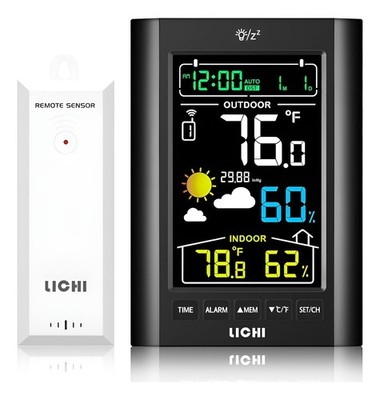 LICHI Wireless Weather Station LCD Temperature Humidity Air Pressure Forecast