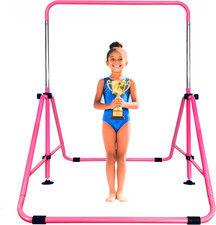 Foldable Gymnastic Bar for Kids Ages 3-12, 9 Height Levels, 200 Lbs Weight Capac
