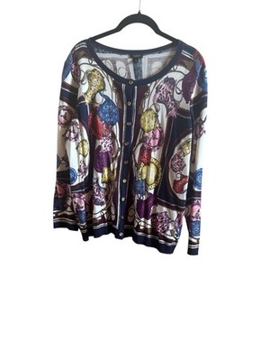 Talbots Teapot Theme Woman s Cardigan Plus Size 2XP Artsy London Multi Color