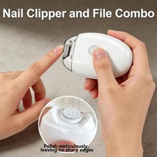 2 IN 1 Electric Nail Clipper Cutter With LED Light Automatic Nail Trimmer