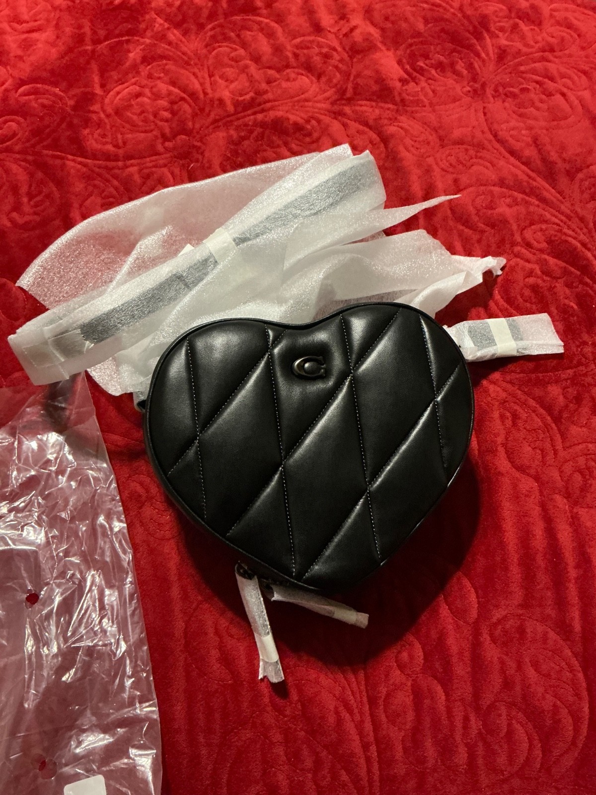 Coach Heart Crossbody With Pillow Quilting Black CE725