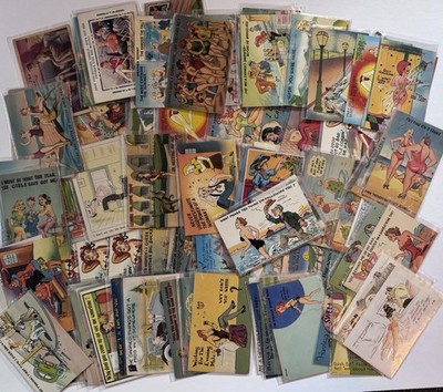 Lot Of 100+ Vintage Naughty Risqué Comic Postcards
