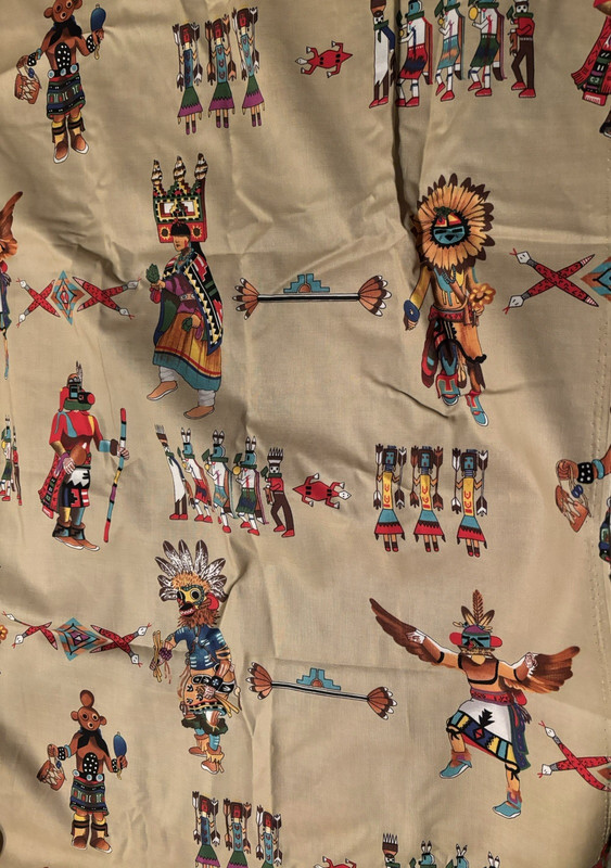 Vtg Nicole de Leon Alexander Henry Kachina Native American Cotton Fabric 1yd 4"