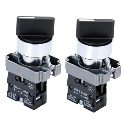 (Pack of 2) 22mm Selector Switch, 1NO 660V 10A Industrial 2 Position Maintained