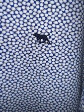 Rodd  Gunn AOP Polo Shirt Mens XL White/Blue Pattern  Dog Sports Fit Cotton
