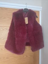 Next Burgandy Faux Fur Gilet/ Waistcoat  Size MEDIUM