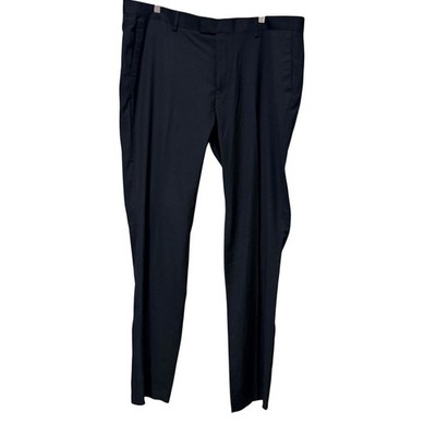 Soul of London Mens Black Flat Front Dress Pants Stretch Trousers 39R 40x36