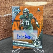 2023 Bowman Chrome U Jalen Berger 1st Bowman Orange Shimmer Auto 15/25! MSU #121
