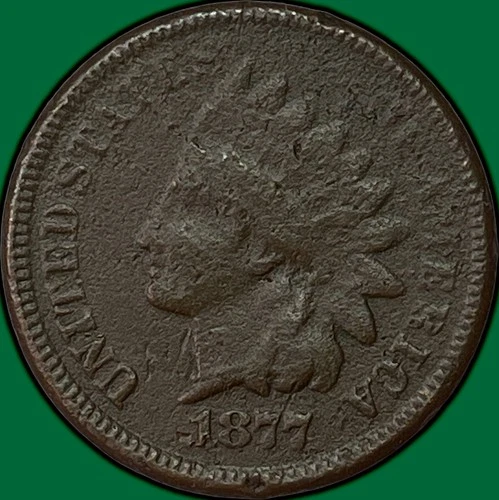 1877 Indian Head Cent Very Fine VF Coin, Corrosion #38104