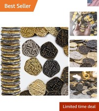 Fantasy Pirate Metal Coins Set - 30 Gold Silver Doubloons for Playtime