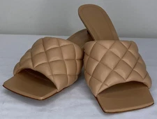 Bottega Veneta Womens Sandal Cipria Beige Size 8 Padded Mule Slip-On Kitten Heel