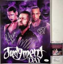 Rhea Ripley Finn Balor Damian Priest Signed WWE Judgment Day 11x14 Photo JSA COA