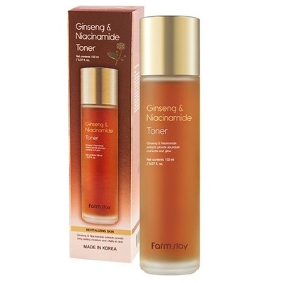 FARMSTAY Ginseng & Niacinamide Toner 150ml Moisturizing Brightening Wrinkle Care