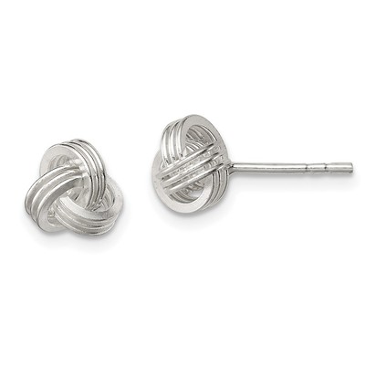 Sterling Silber poliert ausgefallene Liebesknoten Ohrstecker L-6 mm, B-8 mm