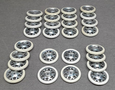ANTIQUE TOY: set of 4 wheels sheet metal and rubber for restoration � 70 mm