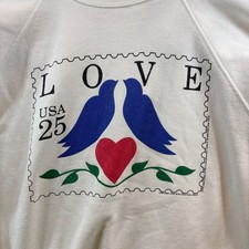 VINTAGE Hanes Love Birds Stamp Graphic Sweatshirt Made in USA XL RARE