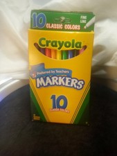 Lot Of Six 6 Fine Line Crayola Markers 10 Classic Colors Preferred by Teachers