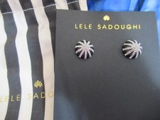 LELE SADOUGHI AUTHENTIC JET DECO CUBIC ZIRCONIA SMALL STUD EARRINGS NWT