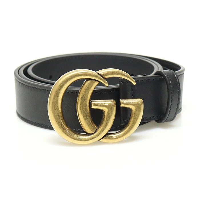 Ceinture homme Gucci cuir noir double boucle G GG Marmont 85 414516 118549059