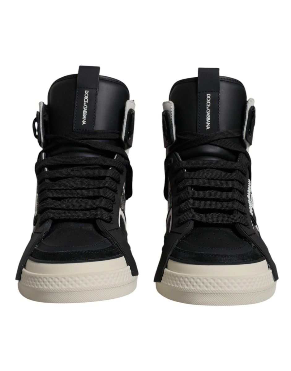 Dolce & Gabbana Black Silver Leather High Top Sneaker Men's