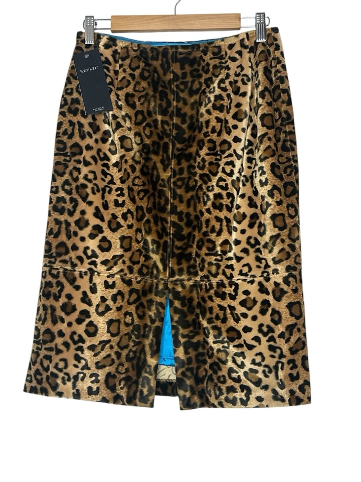 Nueva Falda Karen Kane Mujer Talla 6 Imitación Piel Leopardo Midi Lápiz Estampado Animal Foto 2 de 4