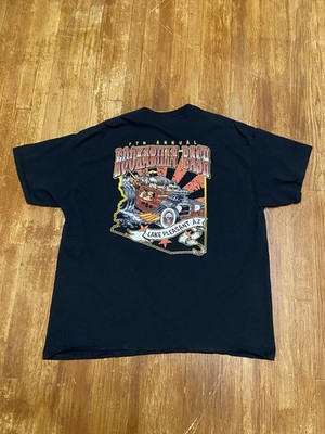 Vintage Y2K Classic Hot Rod Rock Band Music Black Graphic T-Shirt Adult 2XL