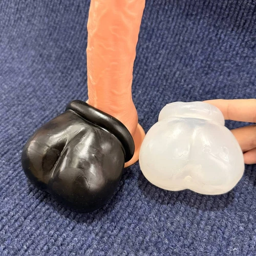 Silicone Chastity Cage Ball Bag Scrotal Restraints Testicles Stretcher for Male - Picture 21 of 35