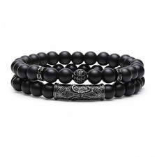 2Pcs Beaded Bracelets for Men and Women, Crystal Bracelet Set 8mm Stone Bea...