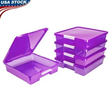 Transparent Craft Storage Box Organizing 12x12 Projects & Supplies 5-Pack New