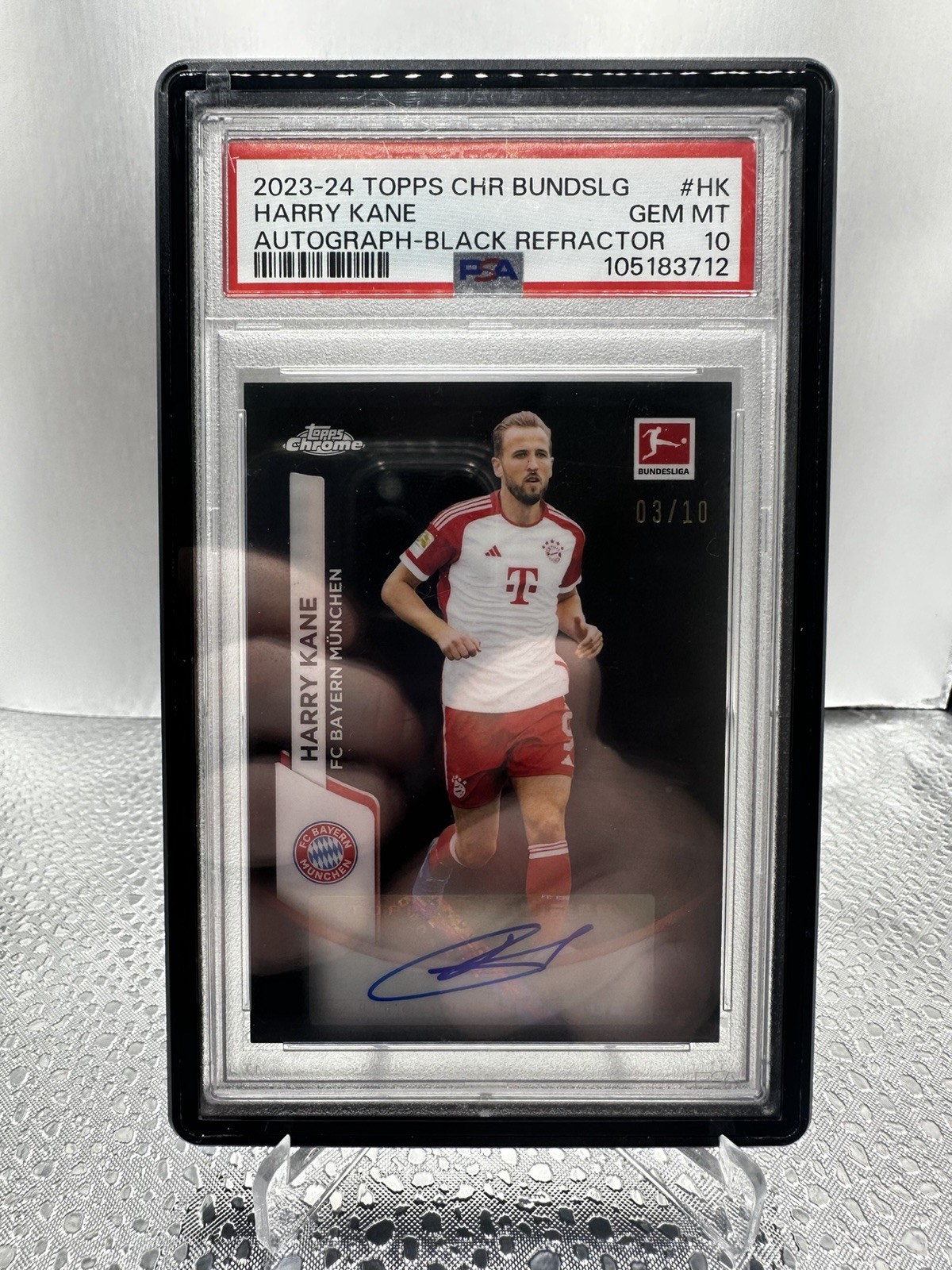 2023-24 Topps Chrome Bundesliga Harry Kane Autograph Black Refractor /10 PSA 10