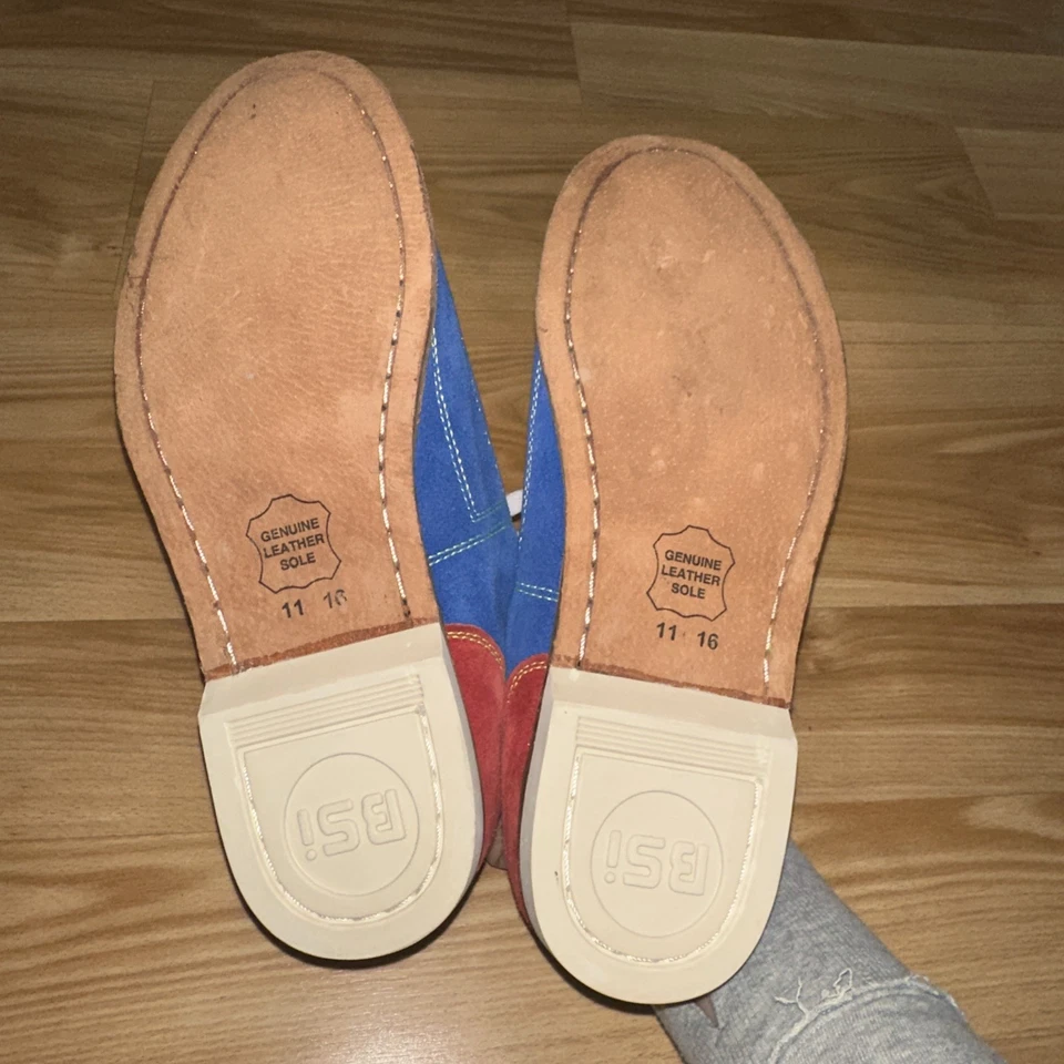 Zapatos de boliche Classic Products Corp Rental para hombre talla 9 cuero azul/rojo con cordones Foto 4 de 4