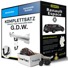 Für RENAULT Espace V Typ JR Anhängerkupplung abnehmbar +eSatz 13pol uni 15- AHK