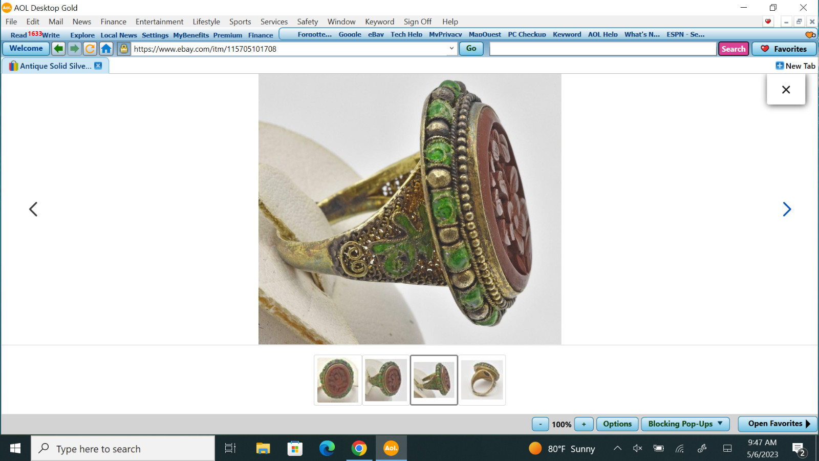 Antique Solid Silver Chinese Export Cinnabar & En… - image 4