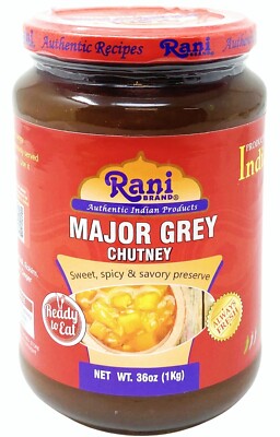 Rani Major Grey Mango Chutney (Indian Preserve) 36oz (2.2lbs) 1kg Glass Jar