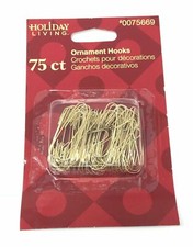 HOLIDAY LIVING 75 gold metal Christmas ORNAMENT HOOKS 1.5" Long Hangers tree