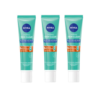 NIVEA Derma Skin Clear Nacht Peeling Serum, 3 x 40ml