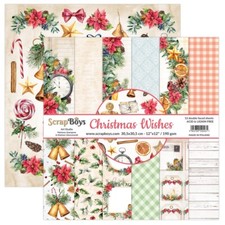 CHRISTMAS WISHES 12"x12" Scrapbook Pad ScrapBoys Paper 12 Sheets BONUS Cutouts