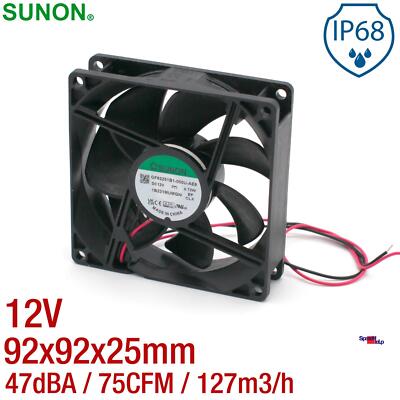 IP68 12V 47dB Cooler Fan 92mm 25mm 92x92x25 Sunon GF92251B1-000U-AE9 75CFM