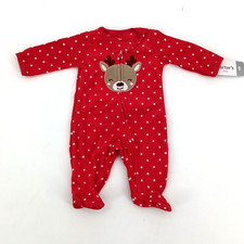 Carter's Baby Reindeer Christmas Fleece Footed Pajamas - Newborn - NWT AA1-4