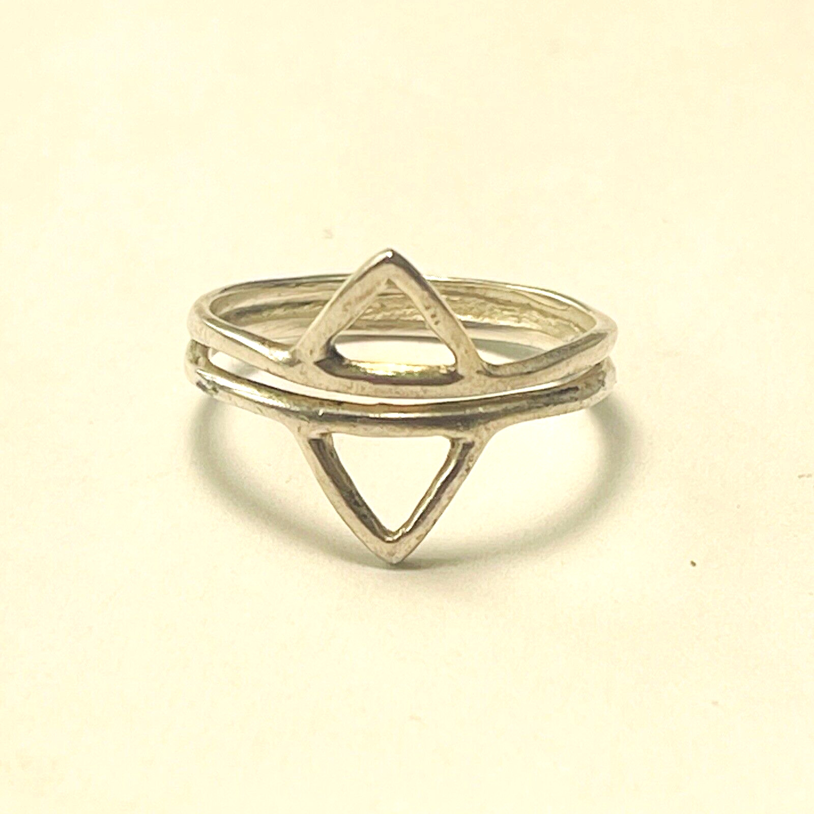 Sterling Silver Ring Geometric Double Triangle Ma… - image 2