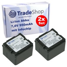 2x videocamera batteria agli ioni di litio 7,4 V 950 mAh per Panasonic NV-GS400K NV-GS200K GS230