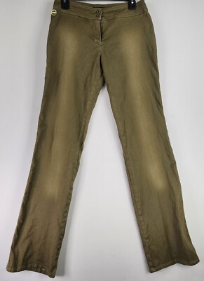 MNG Pants Womens 10 Brown Gold Metallic Distressed City Night Out Classic Core