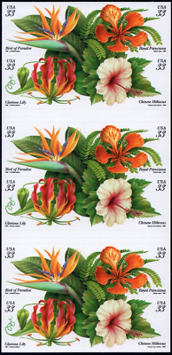 Scott #3313b Tropical Flowers Booklet of 20 Stamps - MNH P#S22244